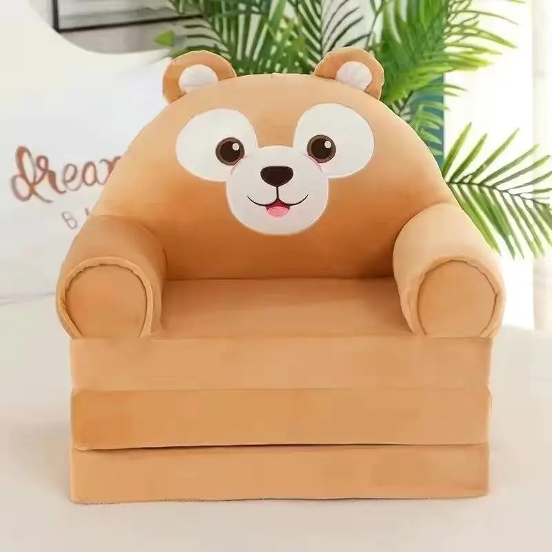 Bear Design Sofá-cama dobrável para crianças, sofá infantil, poltrona de encosto, estofado, 2 em 1 flip, assento infantil aberto, sala de estar, quarto