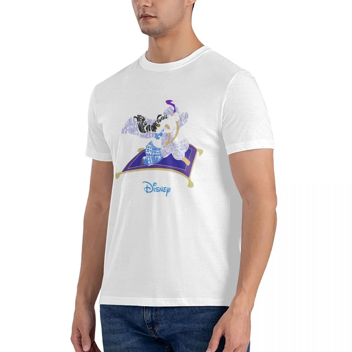 Men's T-Shirts Magic Carpet Leisure Cotton Tee Shirt Short Sleeve Disney Aladdin Cartoon Film T Shirts Crewneck Tops Summer