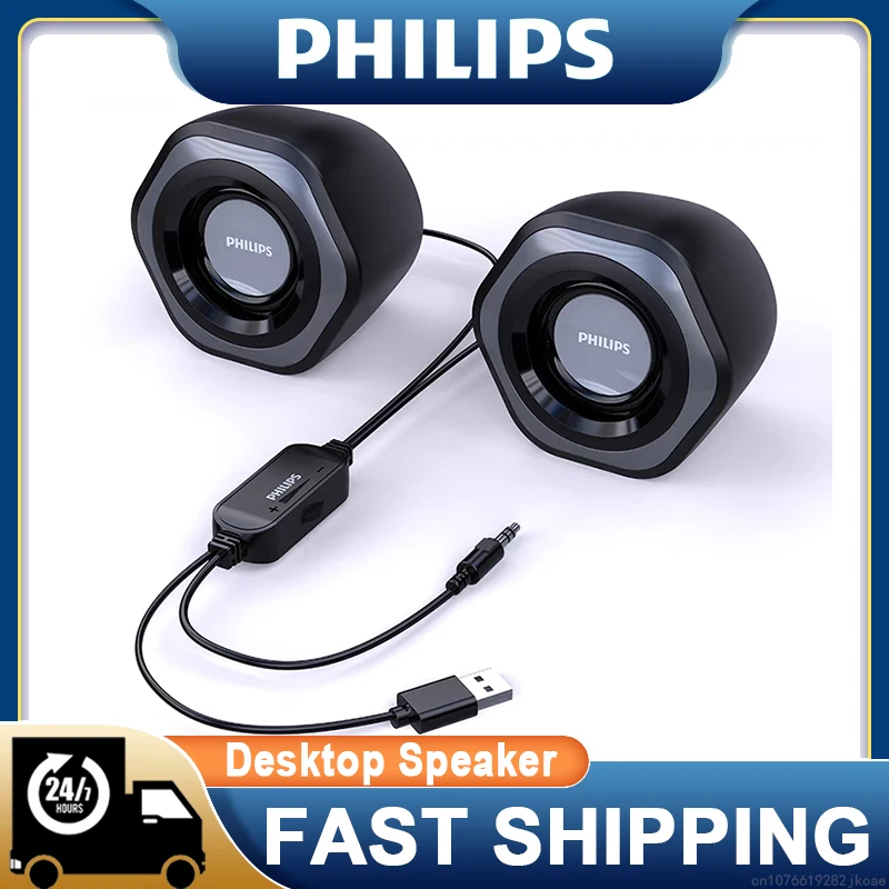 Philips SPA2209 Desktop Speaker 3.5mm Audio Cable USB Power Supply Loudspeaker Portable Mini HiFi Stereo Bass Original Voice Box