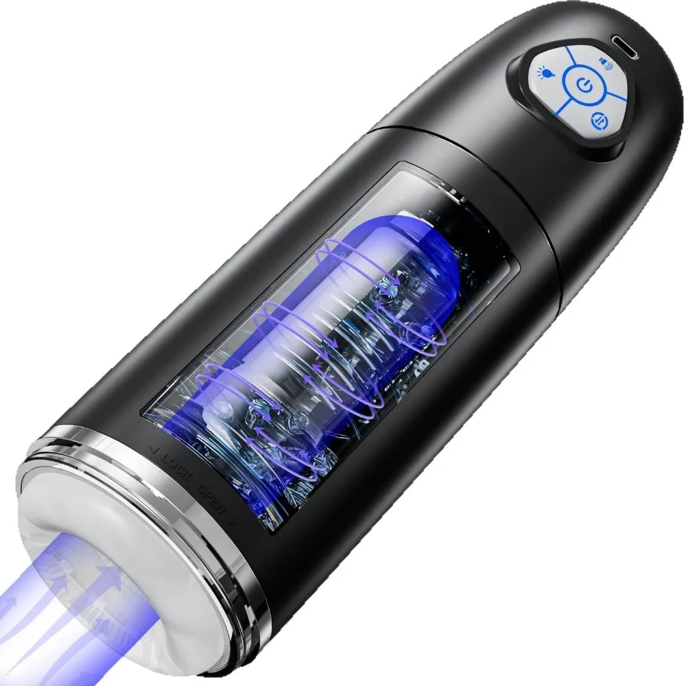 Automatic Telescopic Rotating Male Masturbator Cup Pussy Real Vagina Masturbation Blowjob Adults Sex Machines Sex Toys for Men