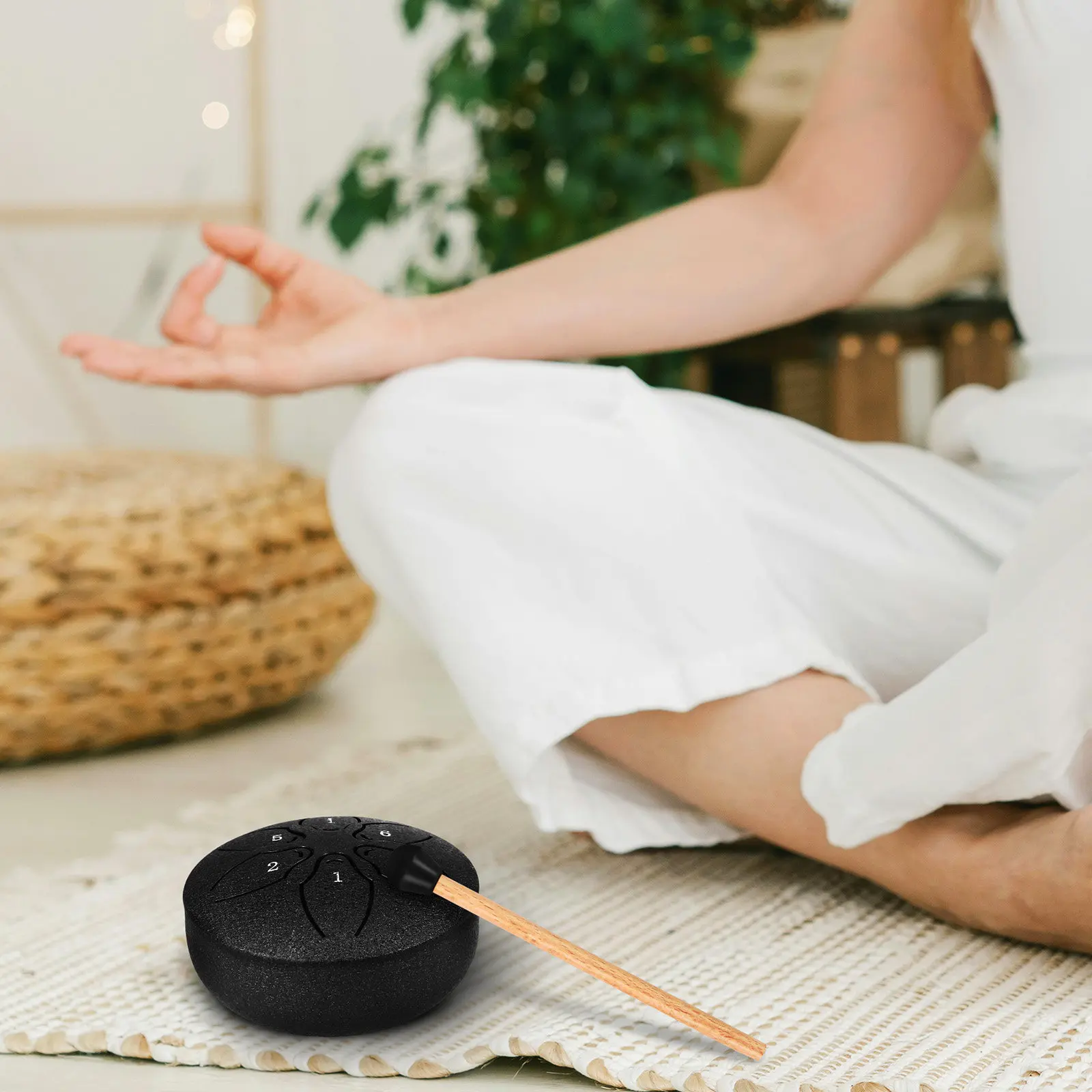6-Tone Ethereal Compact Tongue Drum 3 Inches Rain Drum Pocket Instrument for Garden Yoga Music Therapy Relax Drums for Adults