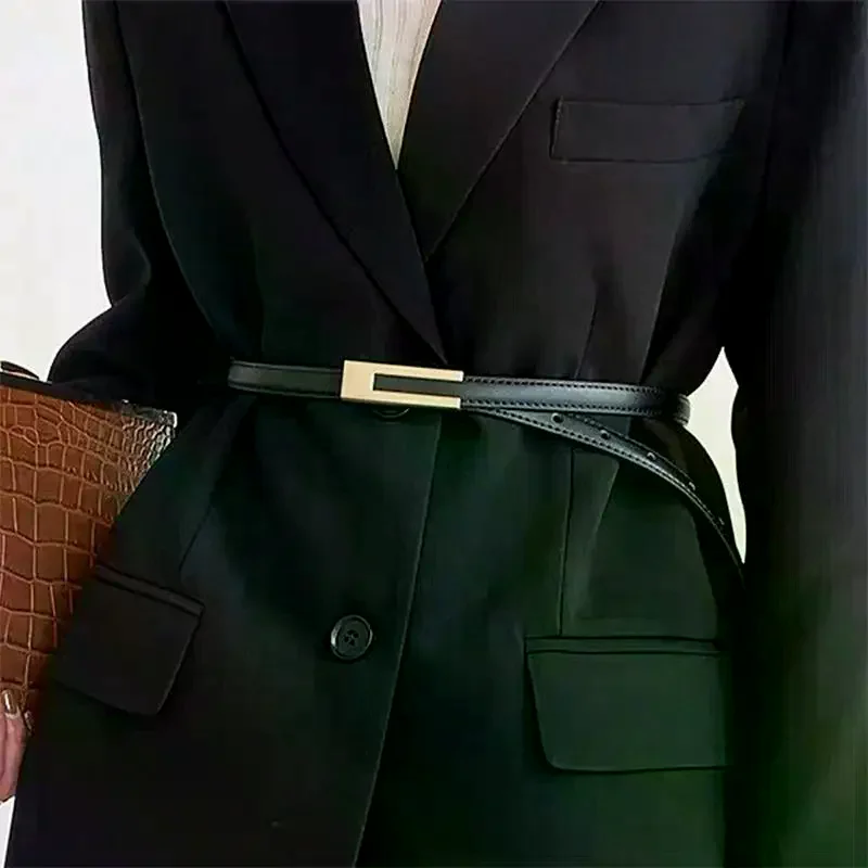 Women Korean Fashionable Thin Waist Strap Metal Accessories Basic Belt Women Casual Porous Adjustable Fashion Belts
