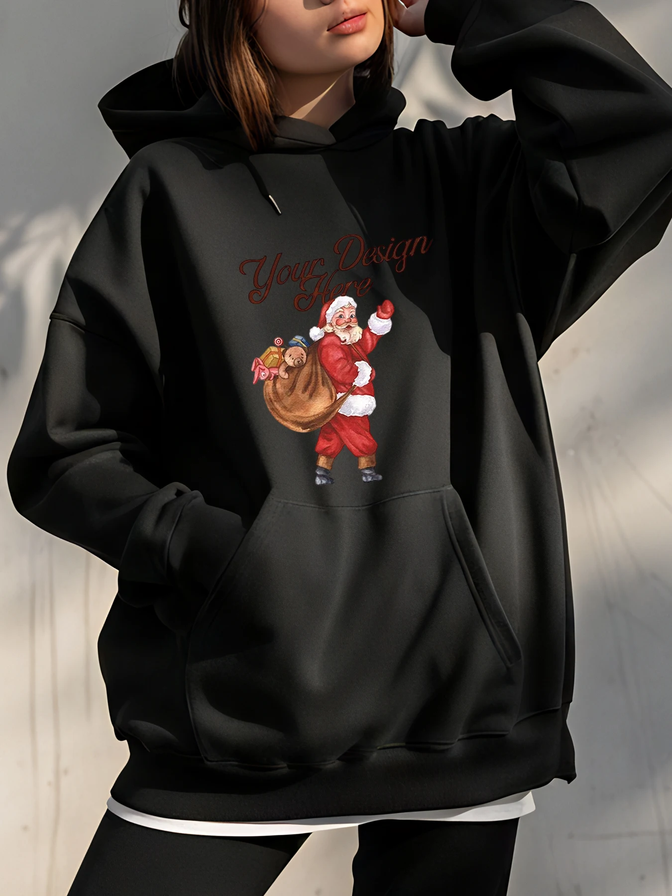 

Рождественская толстовка с принтом Санта-Клауса, женская повседневная зимняя толстовка, праздничный модный наряд для девочек и женщин