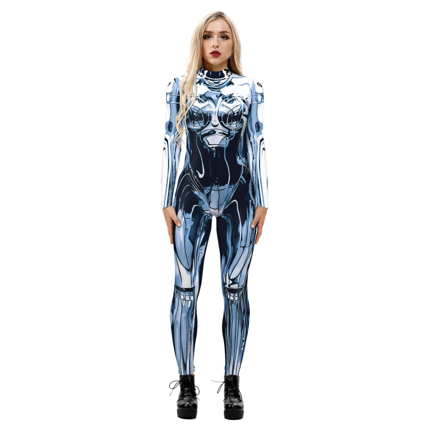 Popolare tuta di Halloween stampa Sexy Cos abbigliamento futuristico tuta attillata abbigliamento donna all'ingrosso pagliaccetti donna Combinaison