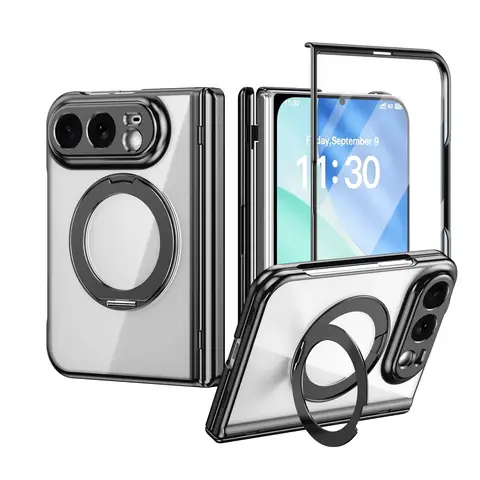Clear Protection Magnetic Ring Holder Case for Iphone DUO Best Protective Tempered Glass Film Cell Phone Accessories Cover