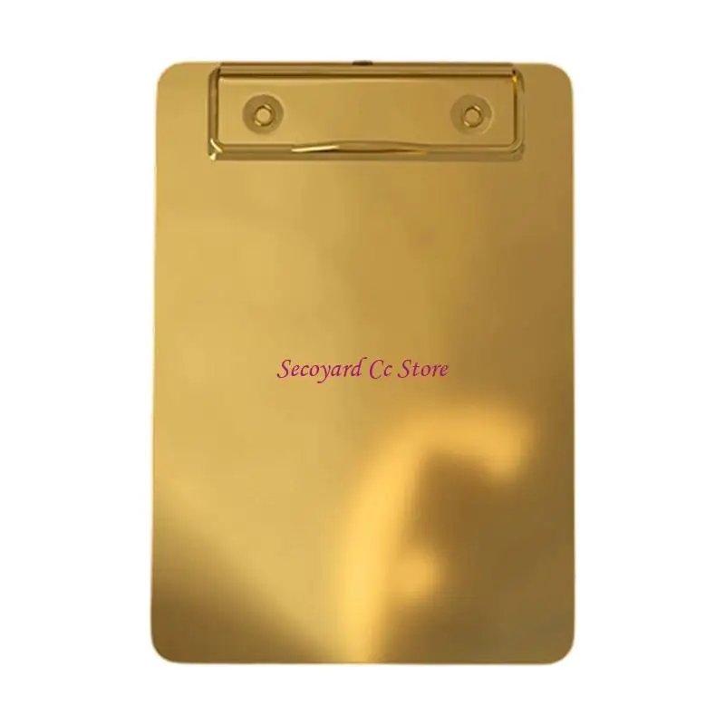 N3UC Professional Gold Metal Document Storage Clipboard Scratch Resistant Stainless Steel Clipboard For Restaurants Offices