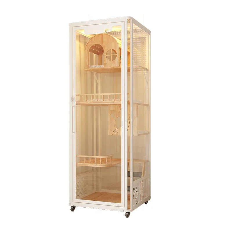 Glass panoramic large space super luxury cat villa, household cat cage house, cat house breathable