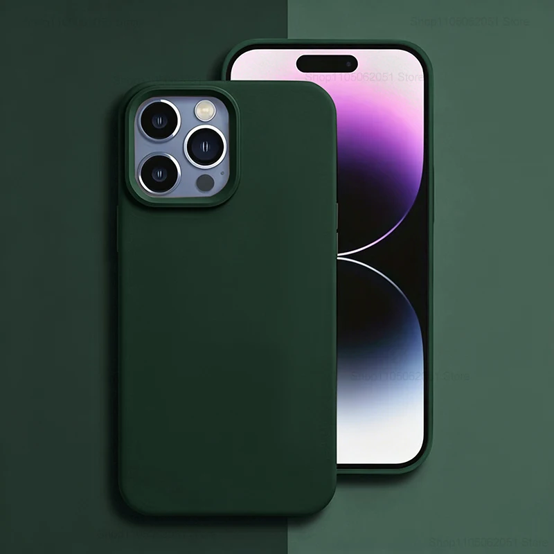 Original Silikon-Handyhülle für iPhone 17 16 15 14 13 12 Pro Max 16 Plus 17 Air Einfarbiger Sturz- und Aufprallschutz