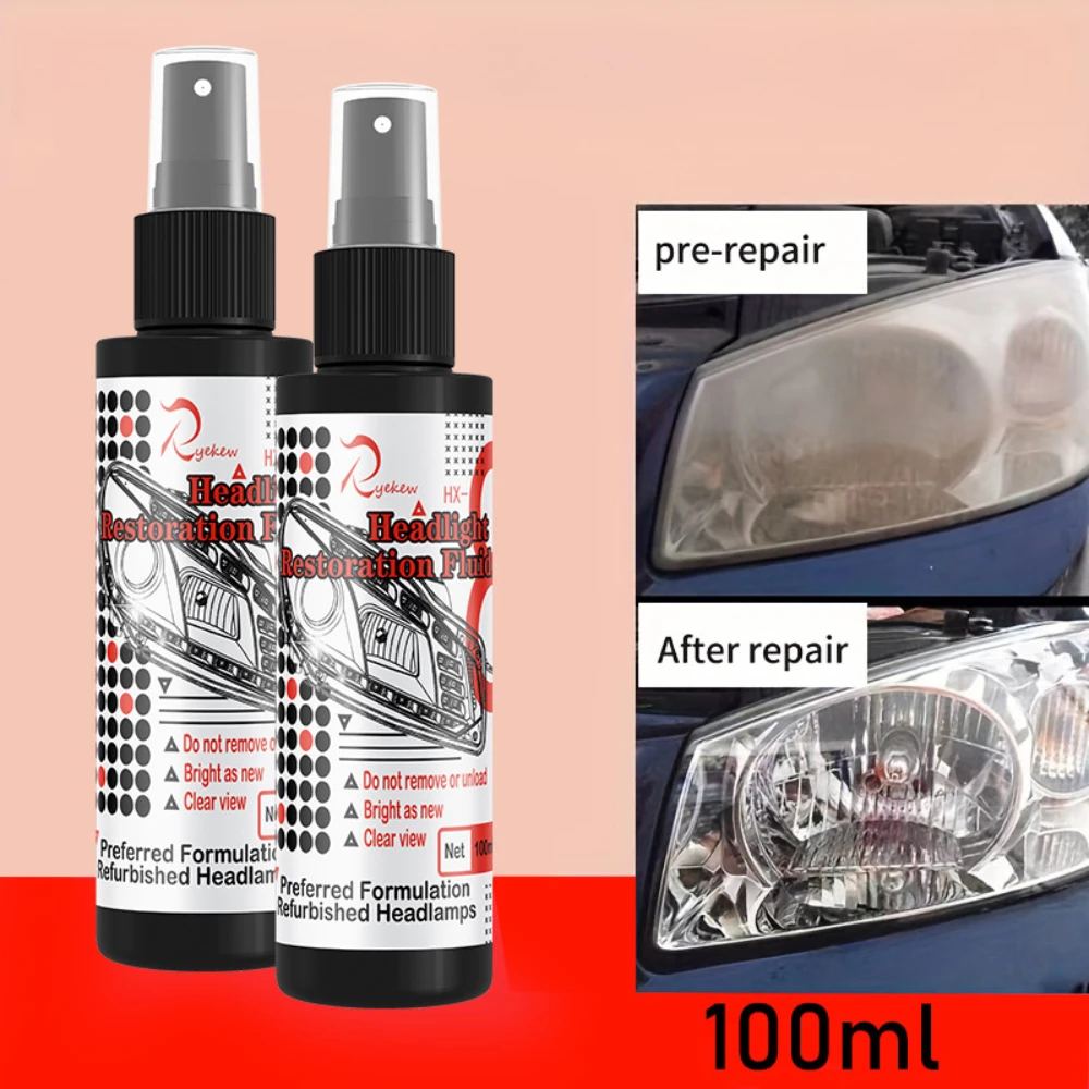 100ml Car Headlight Restoration Polishing Spray Scratch Remover Clean Auto Detailing Refurbishing Liquid for Jaguar BMW Peugeot