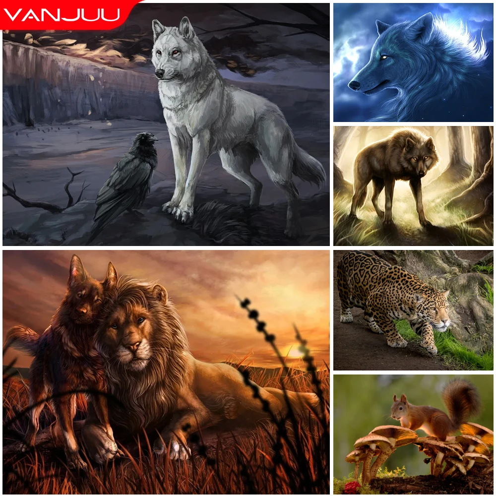 

Animals 5D Diamond Painting Wolf Lion Diamond Painting Mosaic Full Drill Diamond Embroidery Painting Home Decor