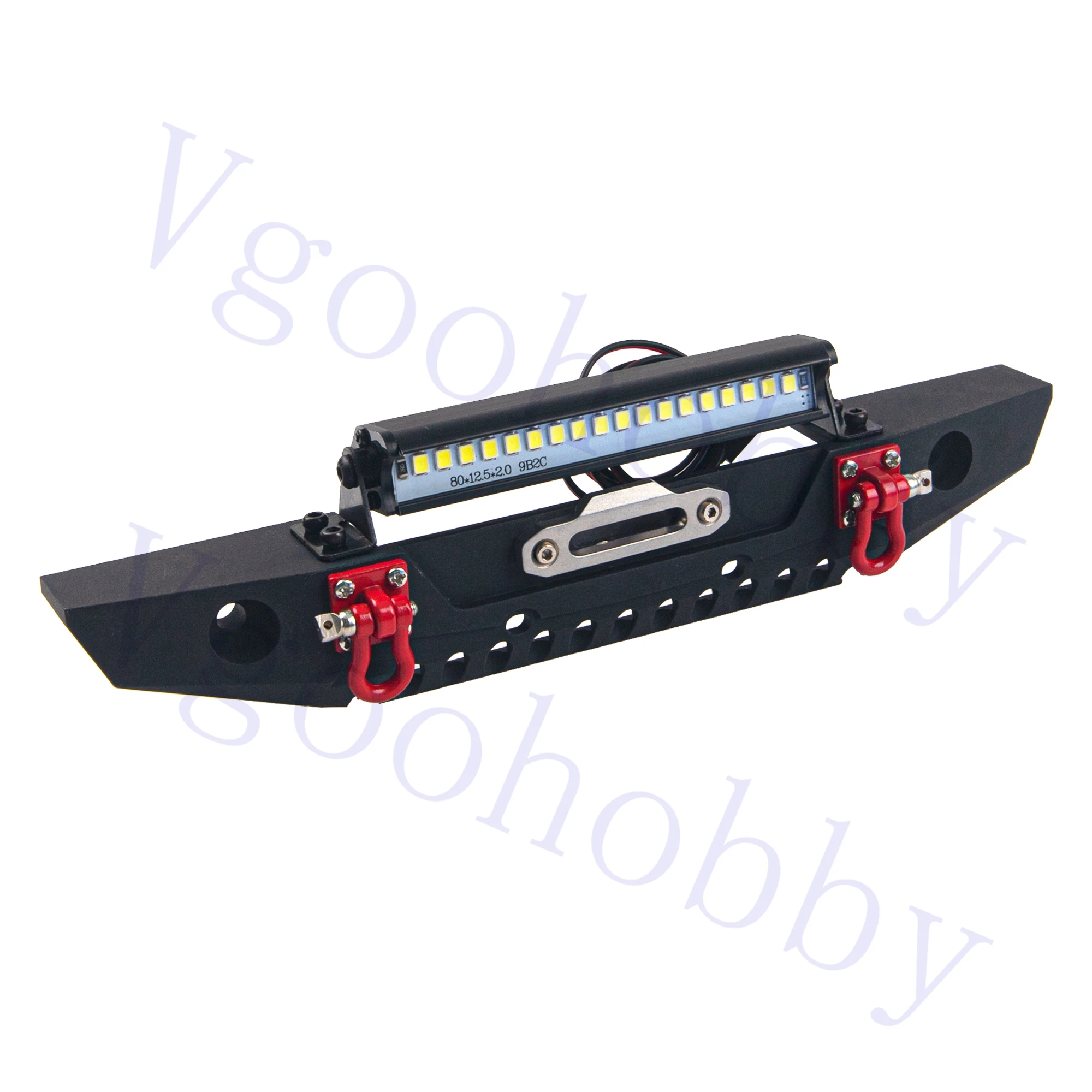 Metal Front Bumper with Lights Bar Tow Trailer for Traxxas TRX-4 Axial SCX10 90046 90047 SCX10 II 1/10 RC Crawler Car