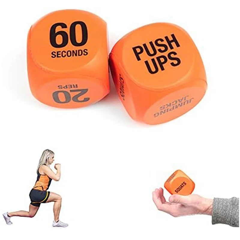 Dados de ejercicio de 2 uds, juego de dados de entrenamiento para cardio, clases de ejercicio, rutina de entrenamiento de cuerpo completo para el hogar y el gimnasio