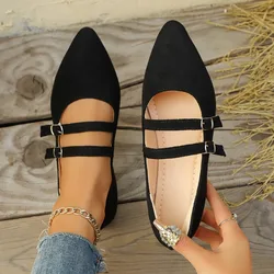 Velvet Mary Jane Shoes Women Casual Streetwear Ballet Flats Pumps Female Solid Color Loafers for Office Ladies Working