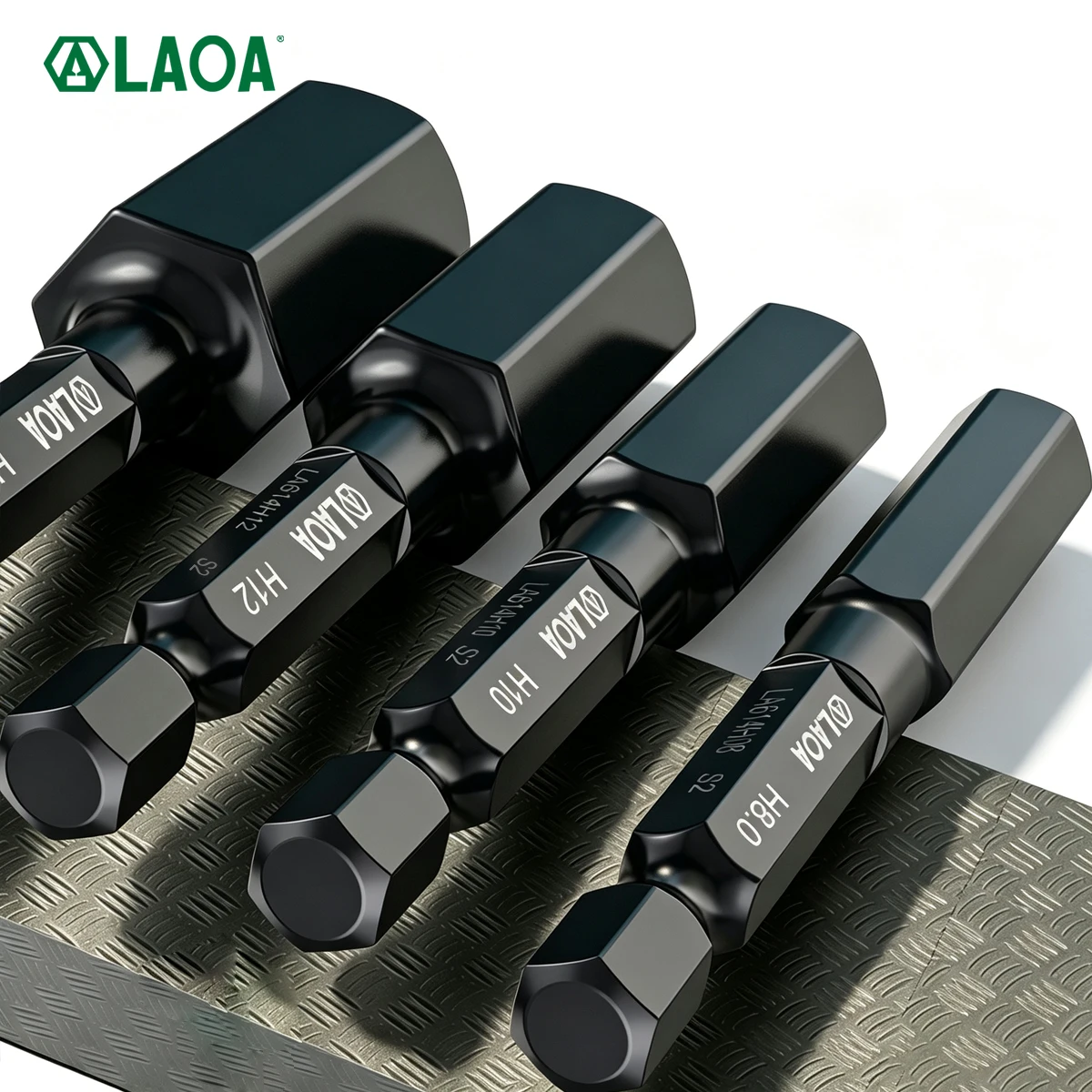 LAOA 4Pcs 8-14mm S2 Alloy Steel Hex Bit Set 1/4