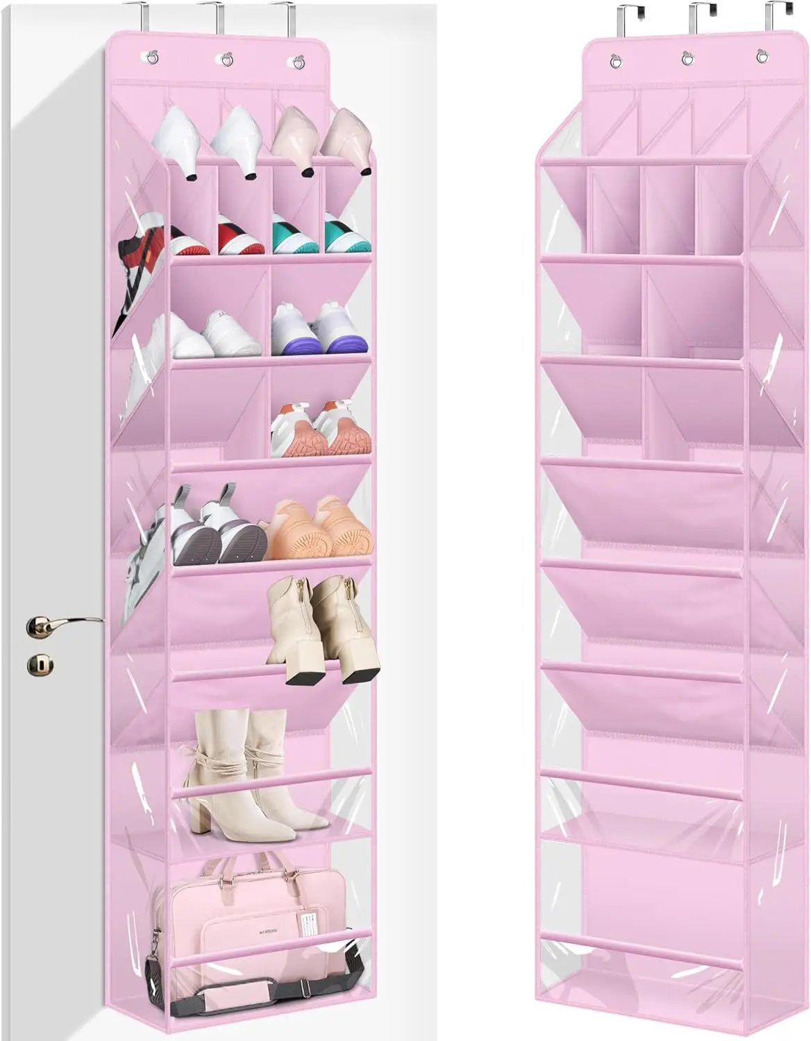 

Clear Over the Door Shoe Organizer Large Deep Pockets Hanging Shoe Rack for Closet Fit 20 Pairs Shoe Holder for Sneakers