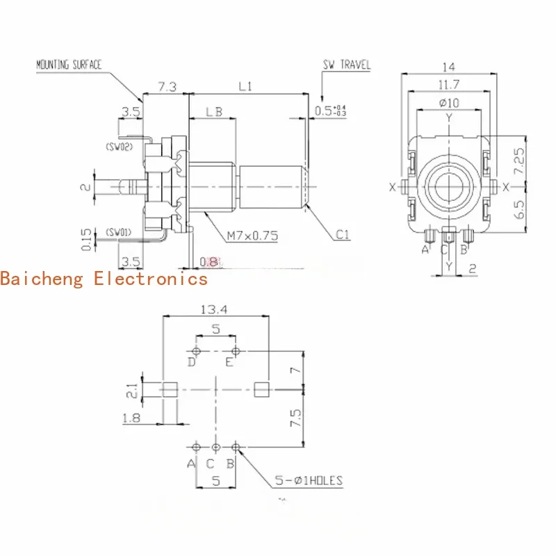 10PCS DC11B2021492 power amplifier pulse encoder EC11-20 bit with switch