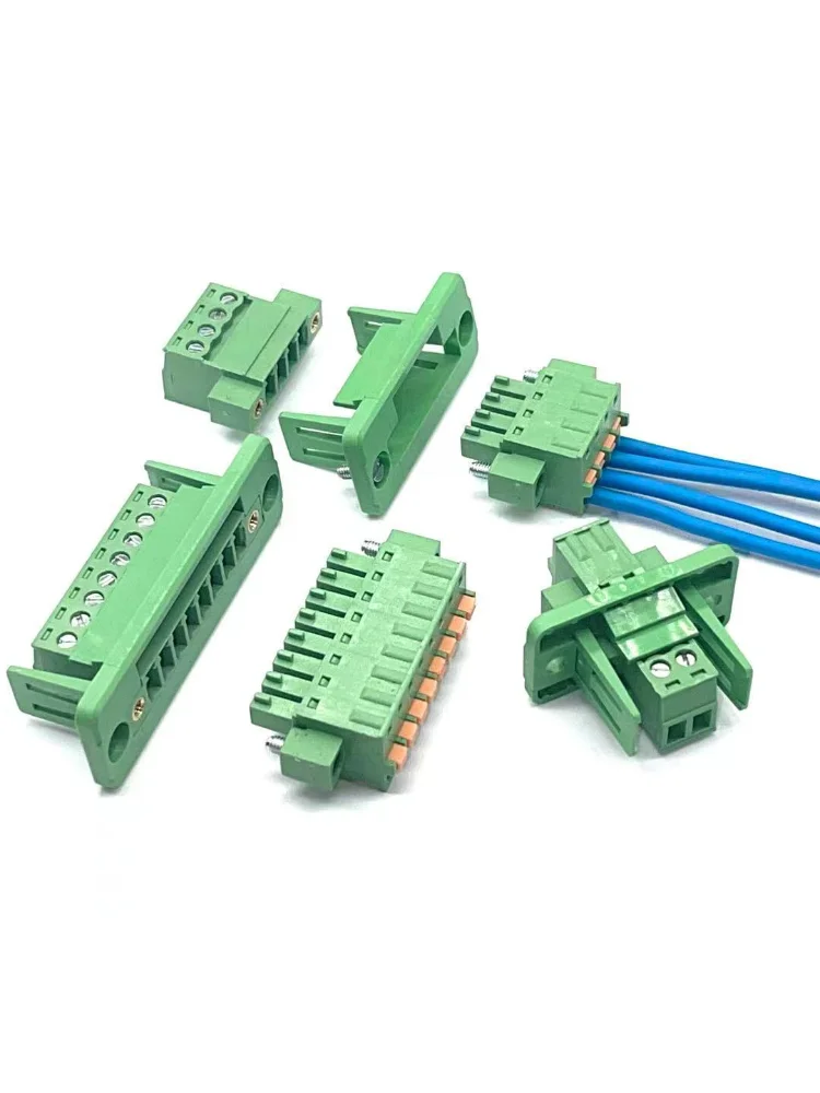 5sets Through-wall terminal block 15EDGWC-3.81 with KDM spring plug plug-in screw with ear flange