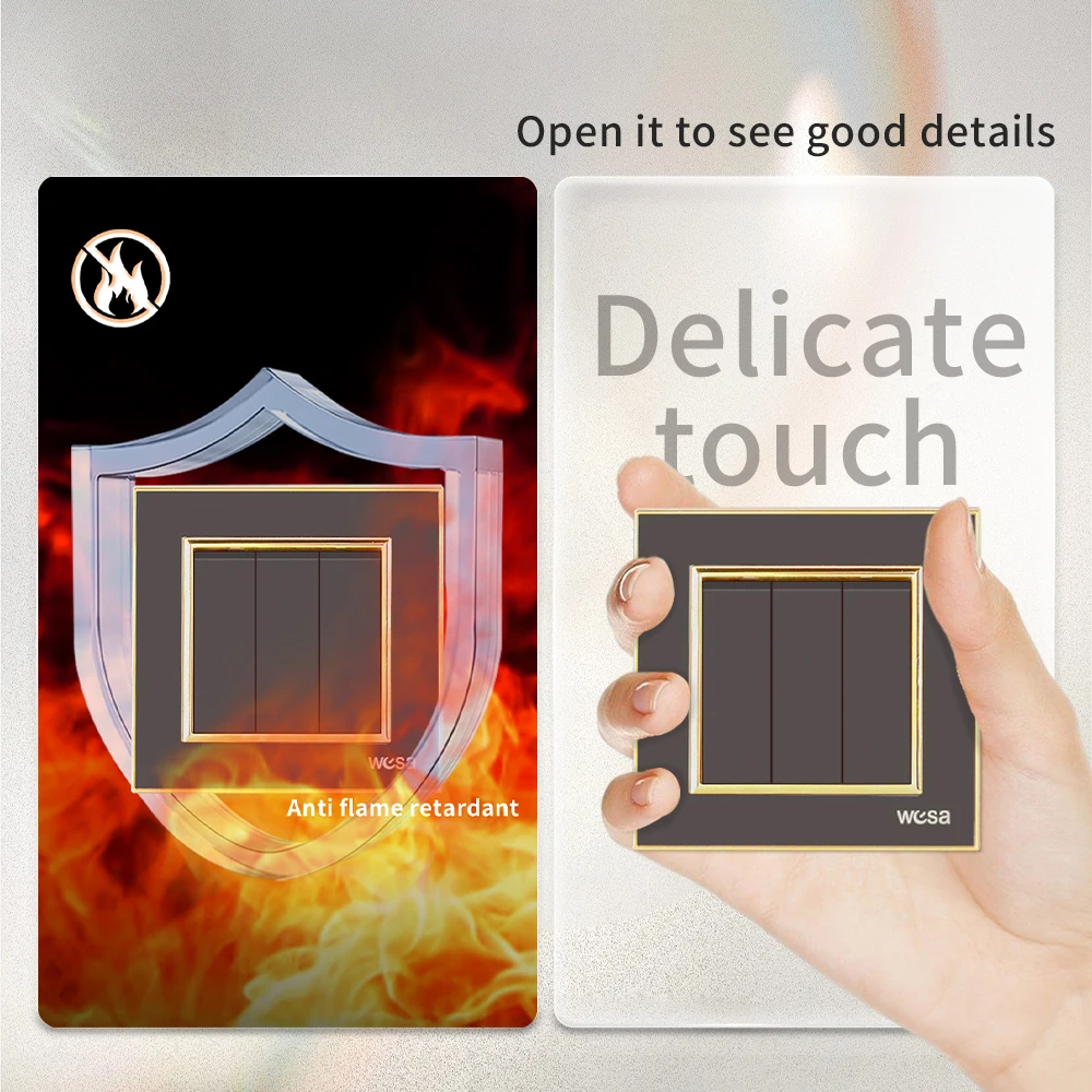 أسود 16A التيار المتناوب لوحة أكريليك الكلاسيكية زر مفتاح الإضاءة 250 فولت لهب 3 عصابة 1 طريقة تشغيل/إيقاف الجدار الروك التبديل الاتحاد الأوروبي القياسية #4