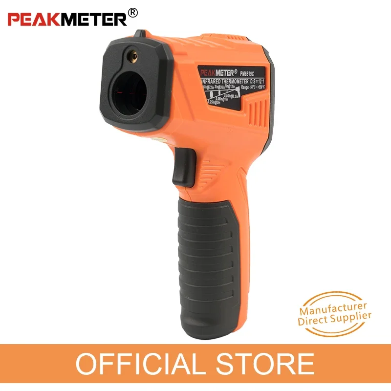 PEAKMETER PM6519C Handheld Laser Digital Infrared Thermometer with LCD -50~550℃ Non - Contact Pyrometer Temperature Sensor Gun