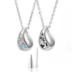NEW Teardrop Urn Necklace for Ashes Stainless Steel Heart Cremation Pendant Memorial Keepake Funeral Necklace Jewelry Gifts