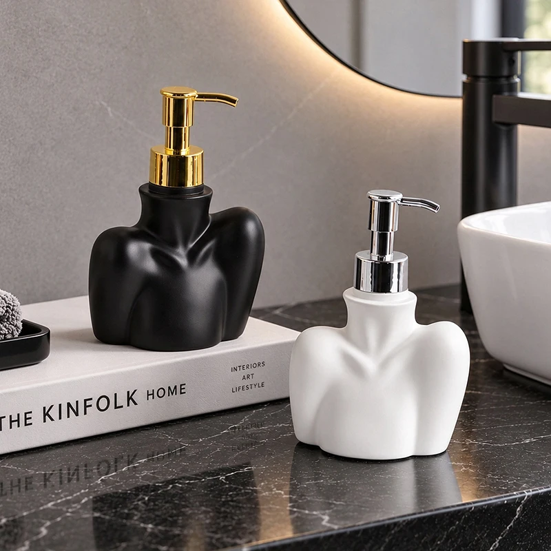 Ins Art Body Shoulder Shape Resin Soap Dispenser 140ml Refillable Liquid Hand Soap Bottle Bathroom Vanity Countertop Home Decor