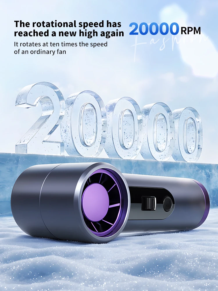 Pocket Turbo Fan Mini Small Wind Cannon Summer Cooling Neck Hanging Fan Portable Digital Display Wireless Rechargeable Blower