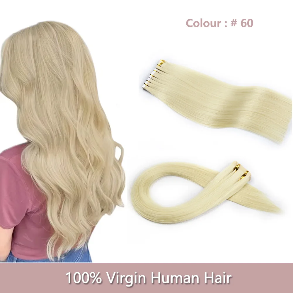 

Bulk Tape-In Human Hair Extensions Brazilian Remy Straight Hair Extensions for Women 20Pcs/40Pcs Natural Looking Hair Addons