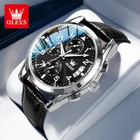 OLEVS reloj de cuarzo para hombre, correa de cuero Original, indicador de fecha, resistente al agua, luminoso, informal, de negocios, reloj de cuarzo para hombre, marca superior