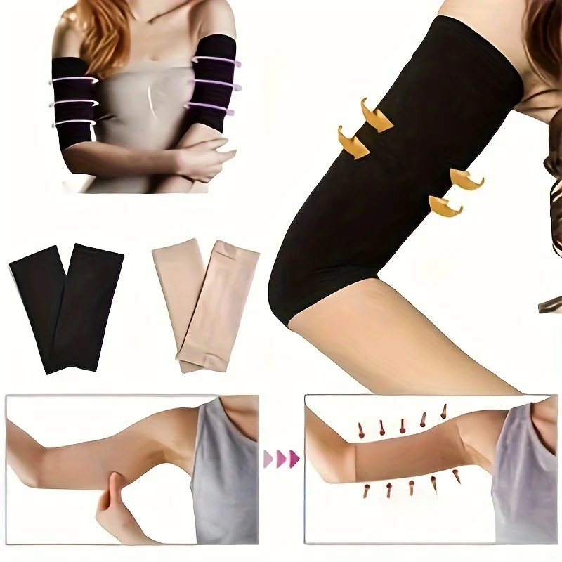 Mangas de Compressão Elástica para Modelagem de Braços Femininos, Modelador de Braço para Emagrecimento, Mangas para Braço, Massageador de Cotovelo para Perda de Peso, Faixas para Braço