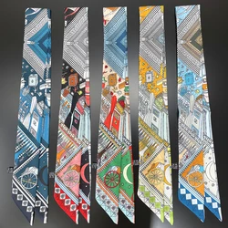 2024 Brand Design CarriageTwill Silk Scarf Luxury Fashion Scarf Women Foulard Skinny Bag Scarves Neckerchief Hair Headband