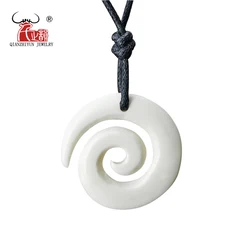 GX017 Hot Sale New Zealand Maori yak bone Koru pendant handmade jewelry Primitive tribes totem amulet spiral pendant for gift