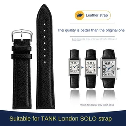 For Cartier Strap Tank Must Genuine leather London SOLO lychee grain cowhide Bracelet quick release Watchband 17mm 20mm 23mm