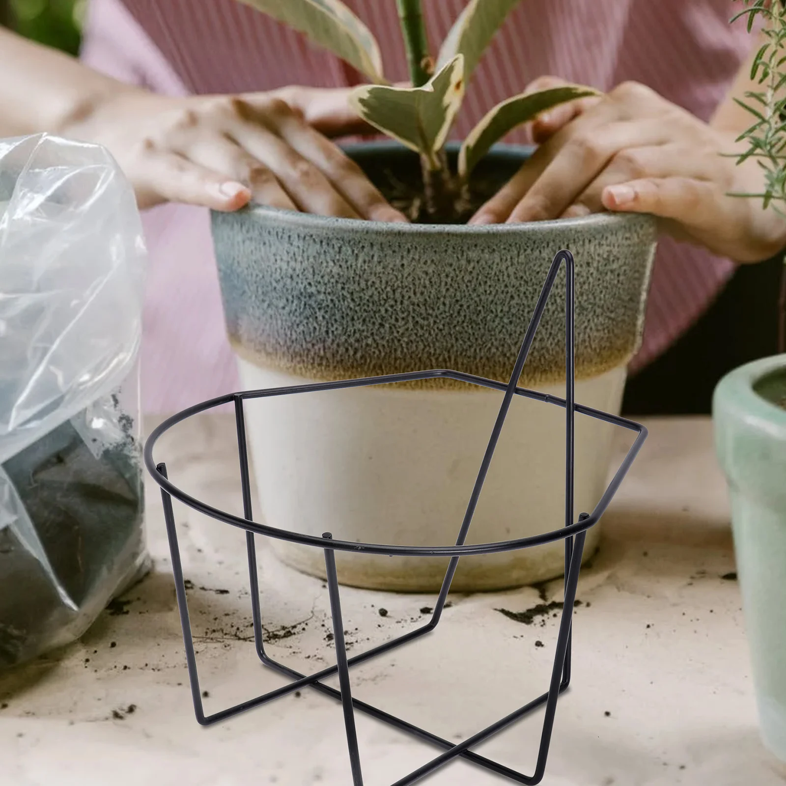 1 قطعة رف الزهور الحديدي الأسود الحائط النبات الجرف لبونساي معلقة حديقة ديكور في الهواء الطلق داخلي نبات الحديد الوقوف #3