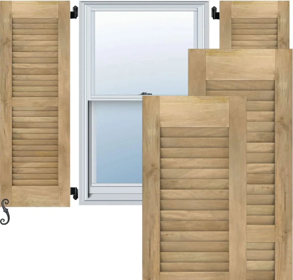 

Customization European-Style Wooden Window Shutters Elegant Louvered Blinds for Storm Protection in Kitchens for Farmhouses
