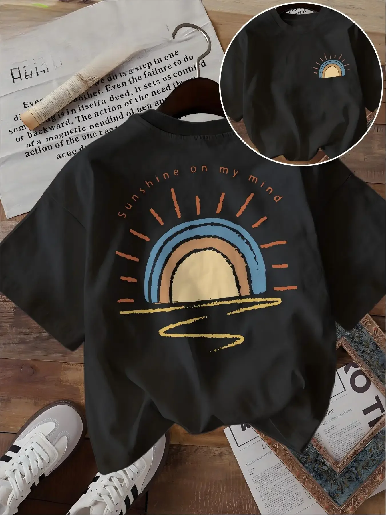 2026 Sunshine On My Mind T Shirt Funny Retro Sun Graphic Unisex Harajuku Aesthetic Vintage Loose Short Sleeve Summer Tops Tee