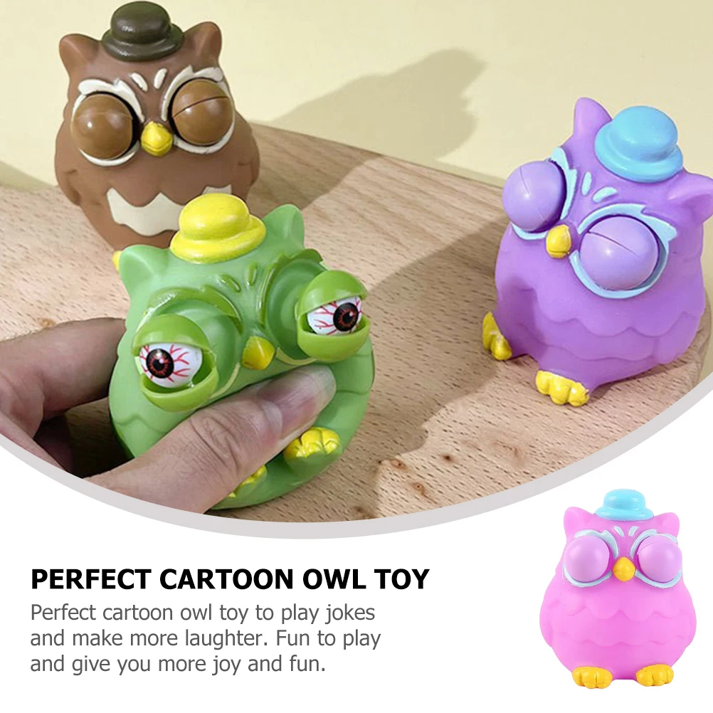 3Pcs Owl Squeeze Cartoon Popping Eyes Cute Stretchy Anxiety Relief Perfect Gift for Friends Fans Squeeze Toys Owl Stretchy Toys