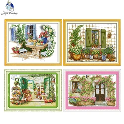 Joy Sunday Flower Shop Pattern kit punto croce contati stampato Canva 11/14/16CT arti tessuto di cotone ricamo ricamo Set