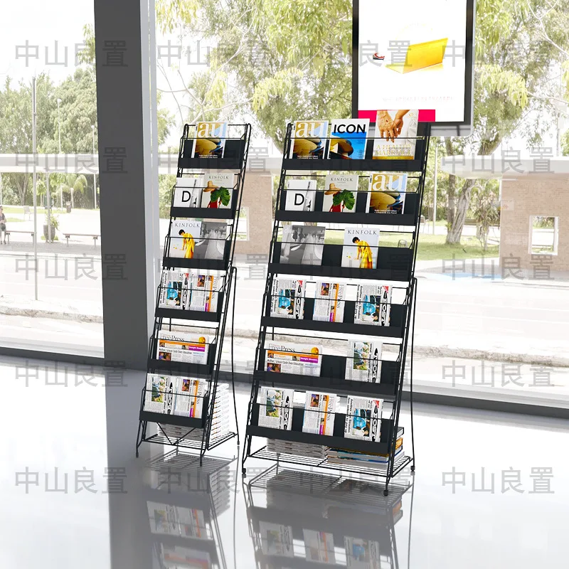 Floor-standing newspaper racks without installation, magazine racks, newspaper and promotional racks, multi-layer magazine