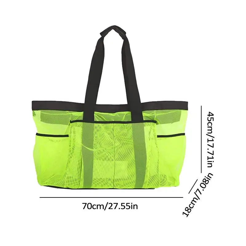 Borsa da spiaggia in rete grande borsa in Nylon impermeabile borsa da spiaggia oversize borsa da spiaggia grande con 8 tasche e cerniera esterna per