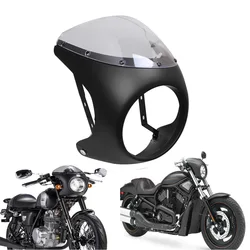 Universal 7'' Motorcycle Retro Front Headlight Cover Anti-fall Fairing Protection Windshield For Cafe Racer Honda Yamaha