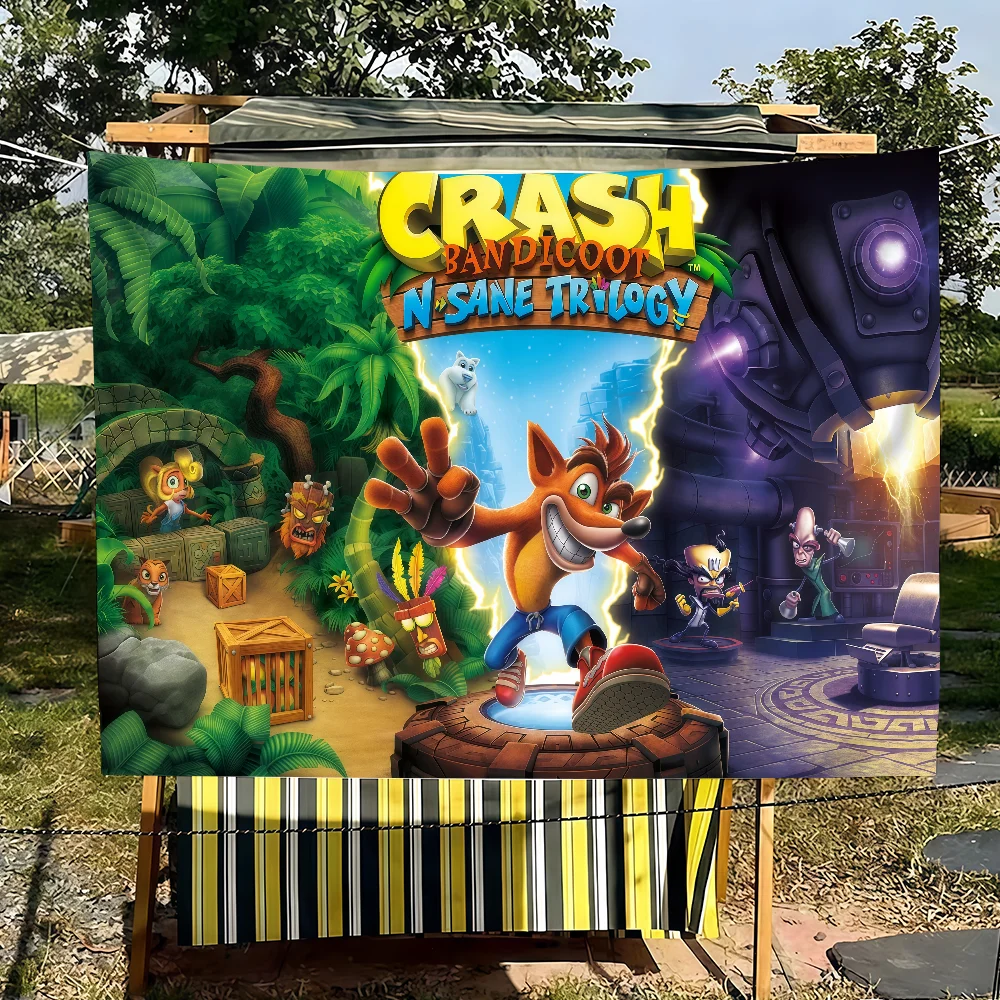 C-Crash B-Bandicoot Flag Tapestries Halloween For Classroom Dormitory Camping Picnic Party Cheering Home Indoor Outdoor Decor