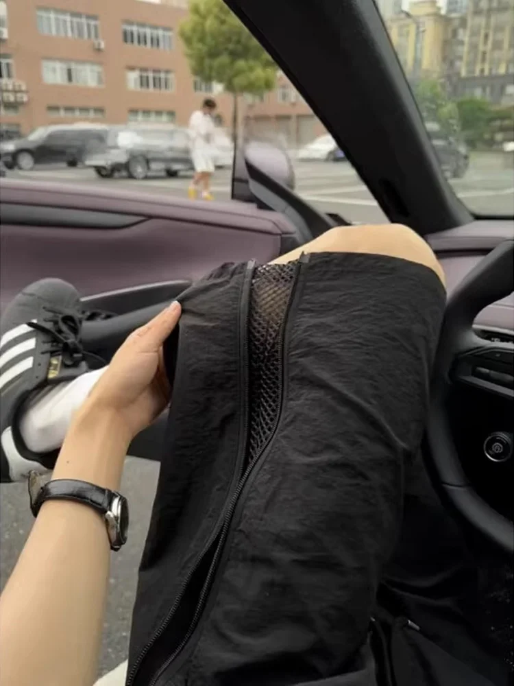 

Qui Dry Breathable Me Ice Silk Baskeall orts Мужские летние пляжные брюки с тонкой боковой молнией Американские брюки Five Points