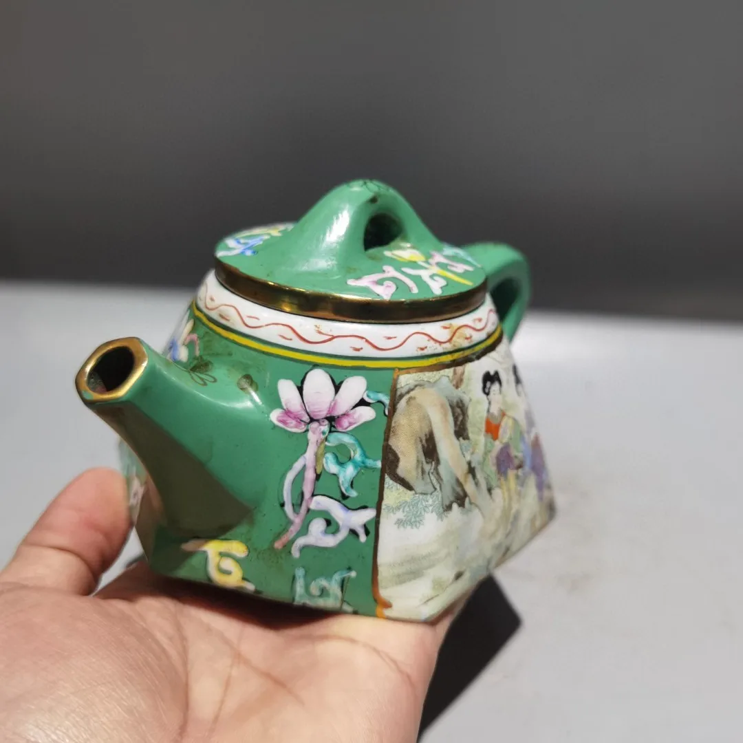 Yixing Purple Clay Teapot Painted Beauty pattern maid Flower patterned teapot Kettle Teapot Amass wealth Ornaments Town