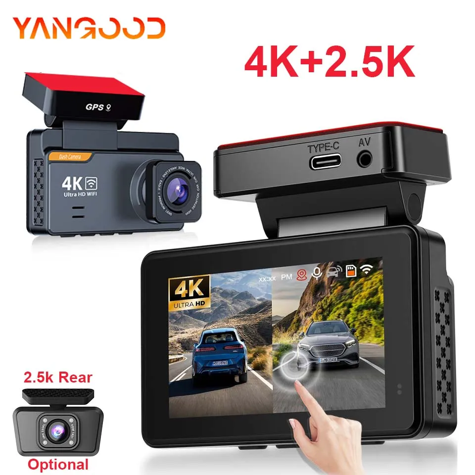 3in Recorder Mini 4K Dashcam GPS WlFl Front Optional 2.5K Rear 24H Parking Camera ADAS DashCam Sony Chip Dual Lens Night Vision