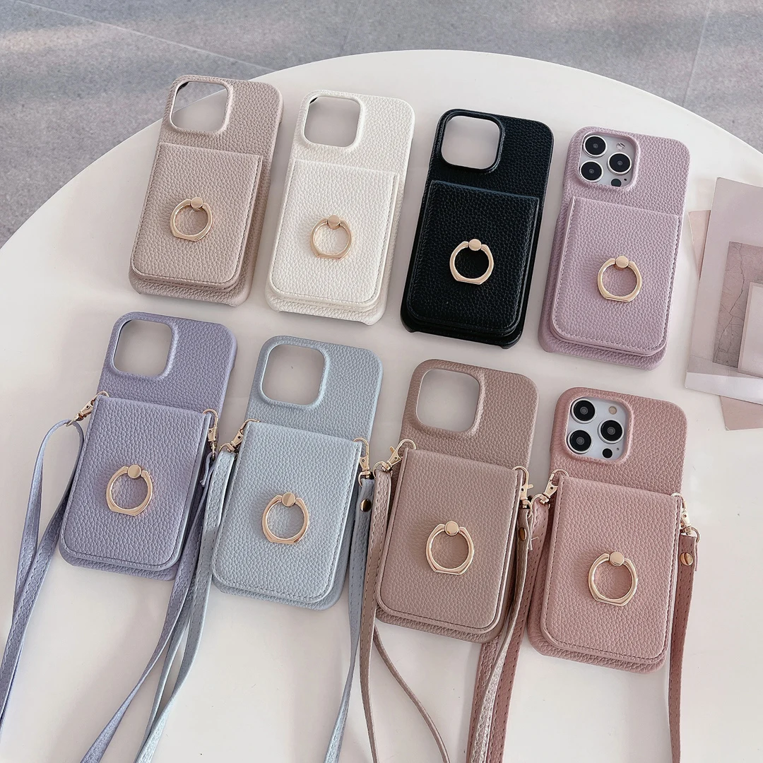 

Модный кожаный чехол-кошелек с отделением для карт для iPhone 11, 12, 13, 14, 15, 16, 17 Pro Max Plus, зеркальный чехол для макияжа с кольцевой подставкой