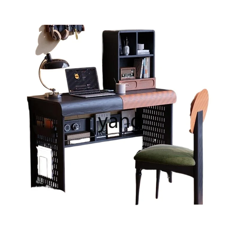 

LMM solid wood desk bedroom household hole board study writing table study black