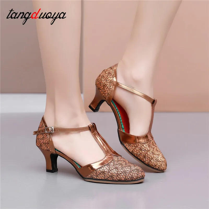 Zapatos de baile latino con punta cerrada para mujer, zapatos de baile de salón, Tango, Salsa, fiesta, tacones altos, 3/5CM, venta al por mayor