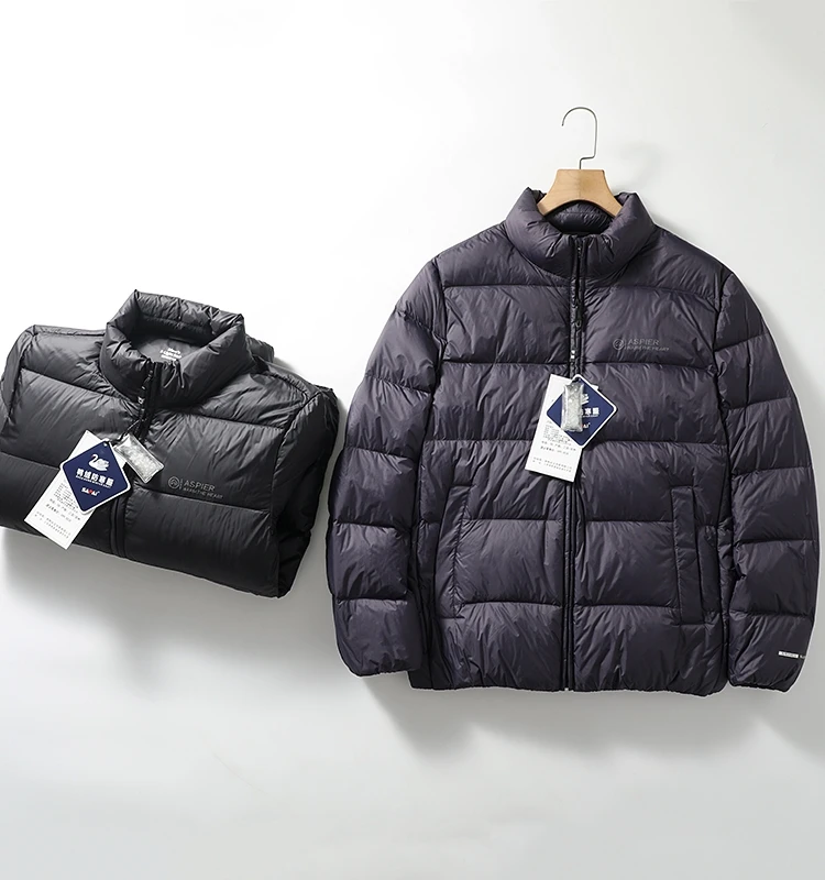 

Men's Casual down Jaet Autumn Winter White Du Feather Stand Collar Windproof Lightweight Warm Faion Urban Sle Outerwear