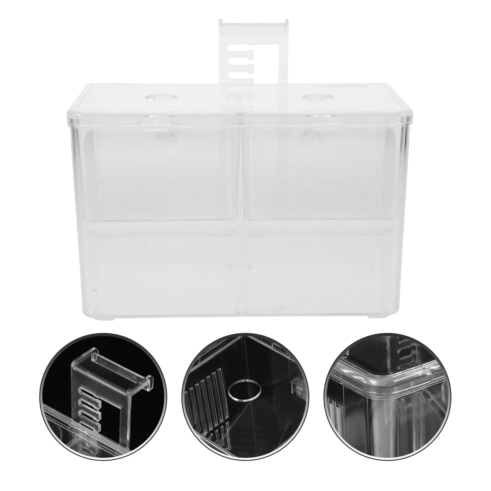 

Incubation Box Fish Tank Accessory Separator Turtle Habitat Aquarium Nursery Breeding Case Betta with Divider Hooks