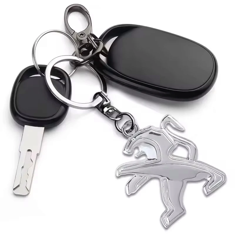 Metal Badge Car Logo Keychain Gift Keyring Key Pendant Accessories For Peugeot 208 3008 308 2008 207 107 508 607 106 406 407 307 view 5